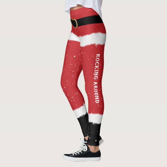 Leggings Message personnalisé Père Noël Costume mignon Fun  (Gauche)