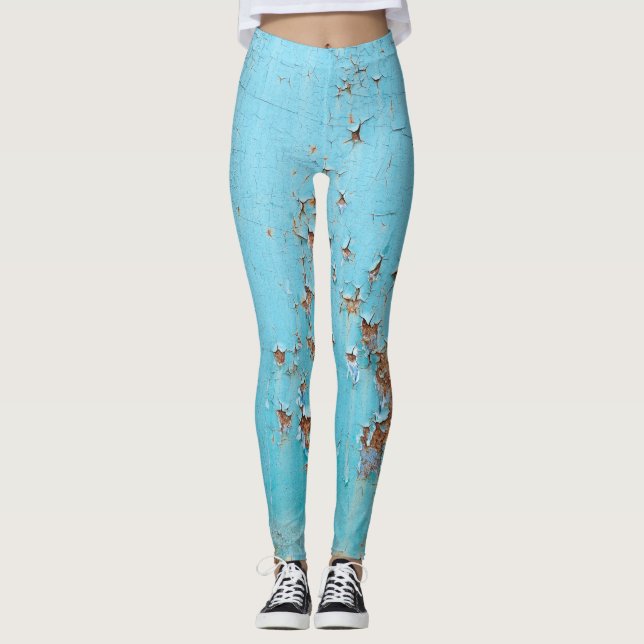 Leggings Métal bleu rouillé : Mur texturé. (Devant)