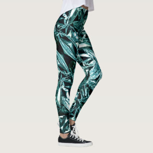Leggings métalliques abstraits 101 sarcelle profon