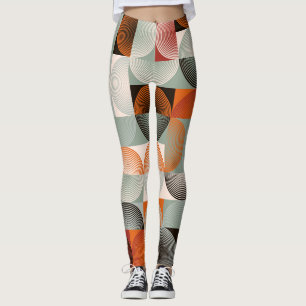 Leggings Mi-siècle géométrique, abstrait motif coloré.