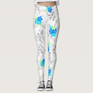 Leggings Midnight Garden Hawaiian Tropical Floral
