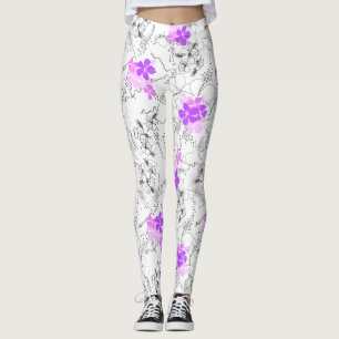 Leggings Midnight Garden Hawaiian Tropical Floral