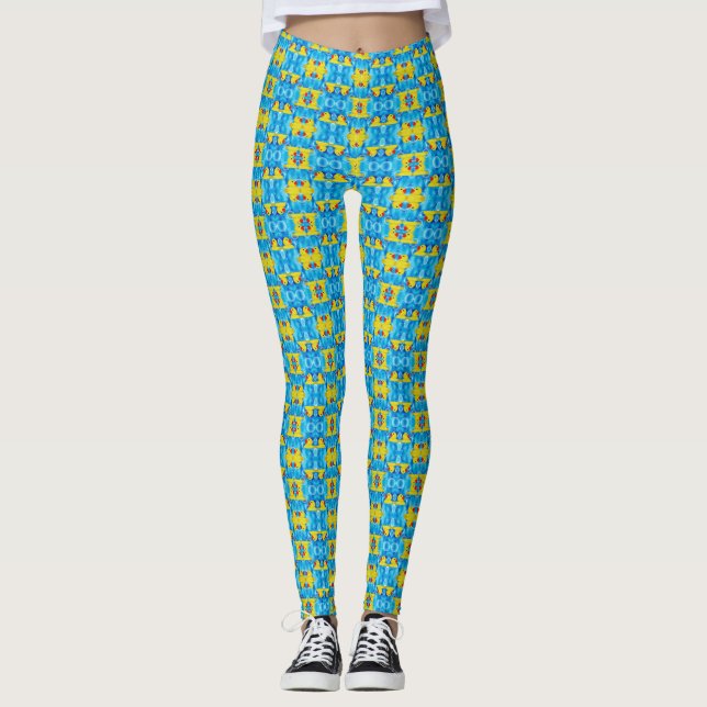 Leggings Mignon en caoutchouc jaune dans les bulles (Devant)