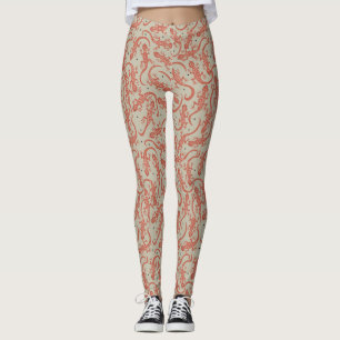 Leggings Mignon motif lézard Gecko en terre cuite et beige
