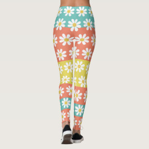 Leggings Mignonne été Retro Fleurs de marguerite Mode