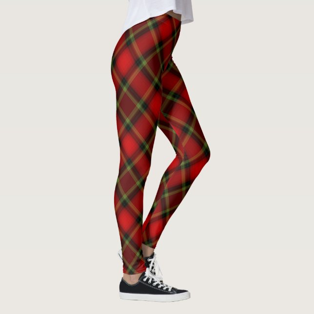 Leggings Mignonnes vacances Rouge Vert Plaid Noël (Droite)