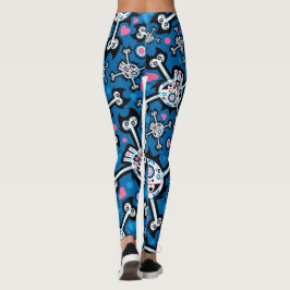 Leggings Mignons Motif crâne et os Éffrayants