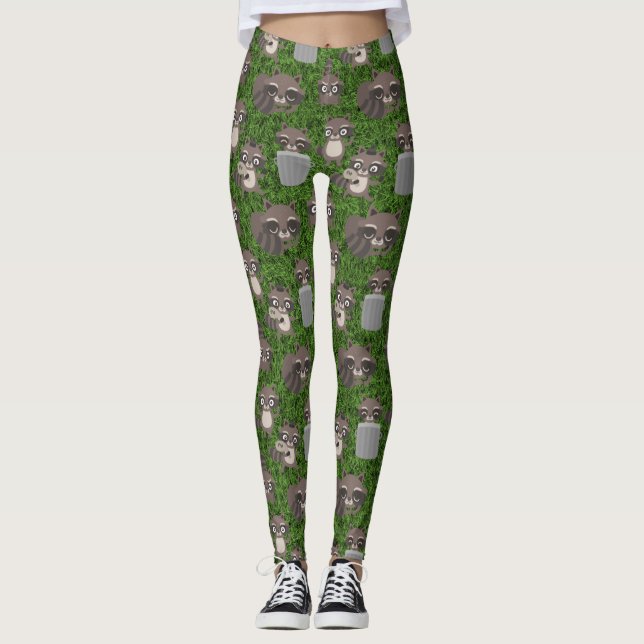 Leggings mignons raccoons poubelle poubelle caissons (Devant)