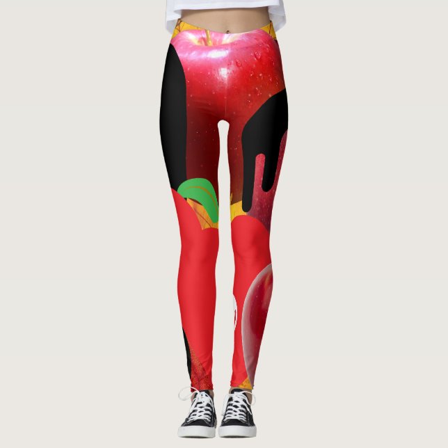 Leggings Mikitiez crâne rouge toxique pomme vegan été (Devant)