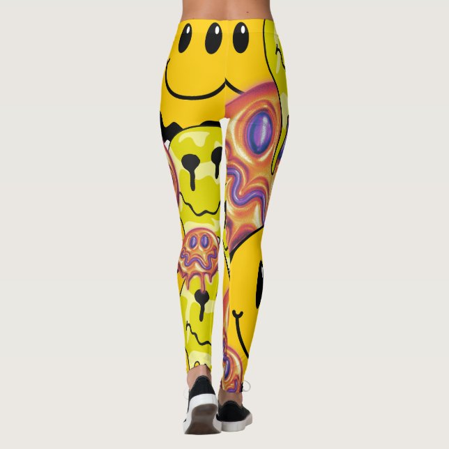 Leggings Mikitiez Jeu d'oreiller Smileyface Jardin jaune (Dos)