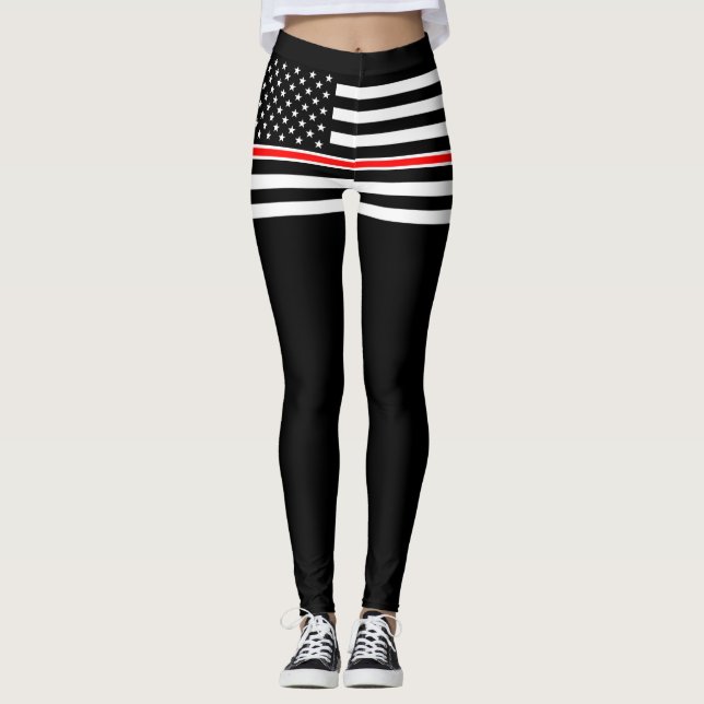 Leggings Mince Red Line Drapeau : Mémorial du héros des pom (Devant)