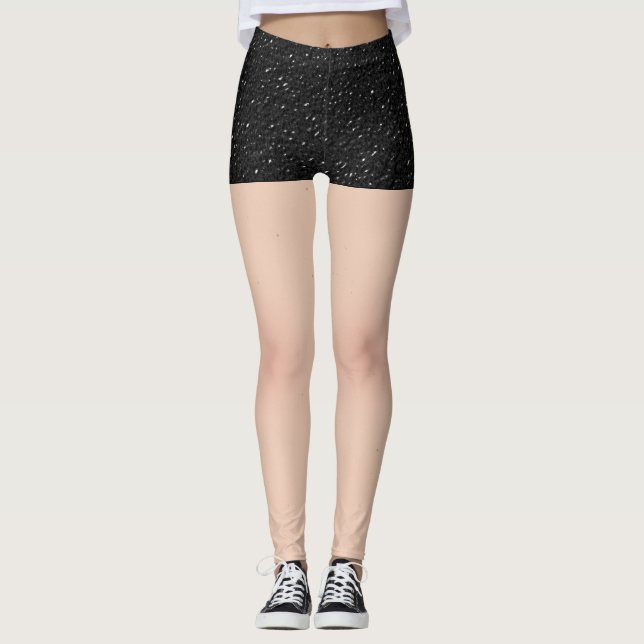 Leggings Mini shorts en cuir noir (Devant)
