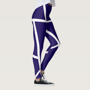 Leggings Minimalisme Abstrait Art bleu foncé blanc