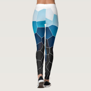 Leggings Minimalisme Art Abstrait Bleu Cellules Blancs
