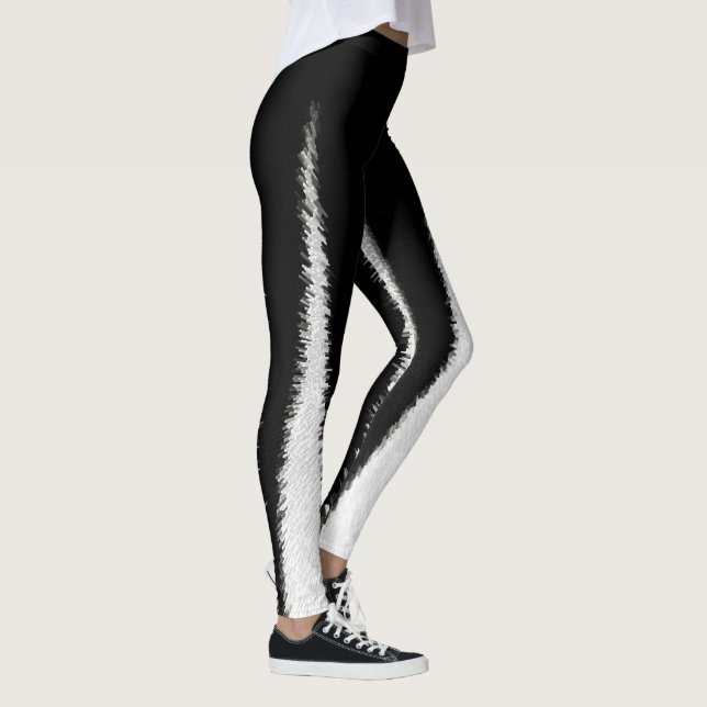 Leggings Minimalisme d'art Abstrait Lignes blanches noires (Droite)