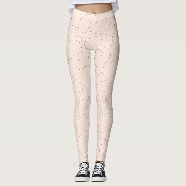 Leggings Minimalist Constellation Pattern in Pink & Brown (Devant)