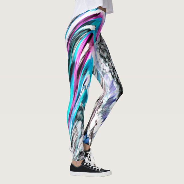 Leggings Misto de gradiente e chuviscado, ciano e rose (Droite)