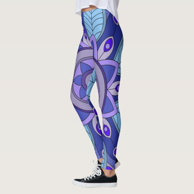 Leggings mit blauer Kunst (Links)