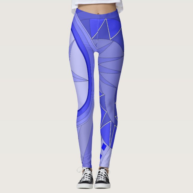 Leggings mit blauer lässiger Kunst (Vorderseite)