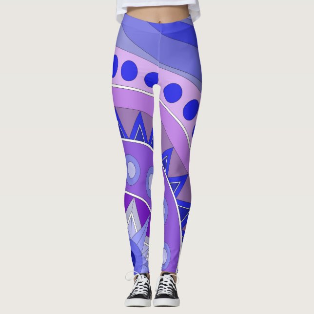 Leggings mit blauer lässiger Kunst (Vorderseite)