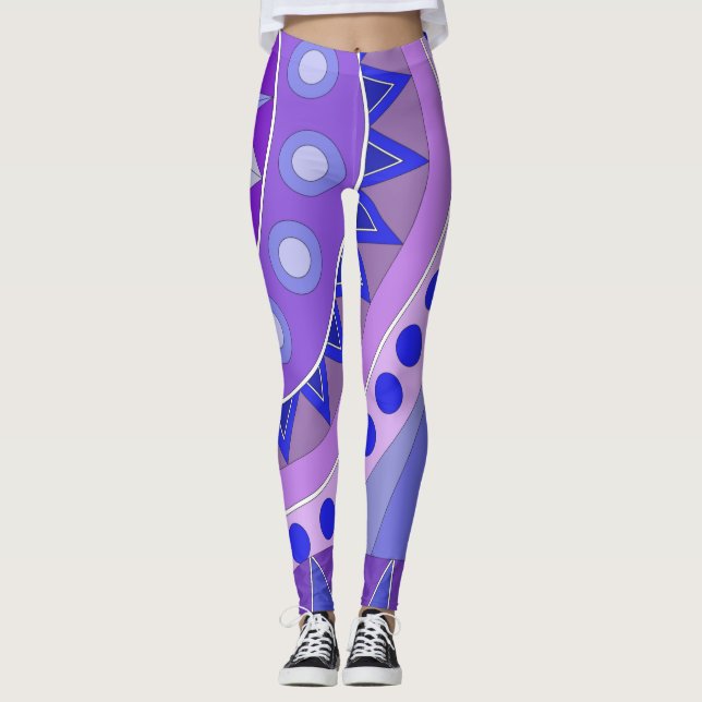 Leggings mit blauer lässiger Kunst (Vorderseite)