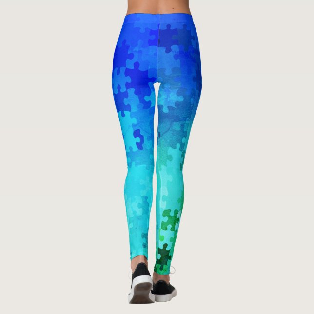 Leggings mit bläulich-grünem Gradient Puzzle (Rückseite)