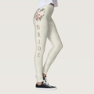 Leggings mit blühenden Farnen in Braun und Beige
