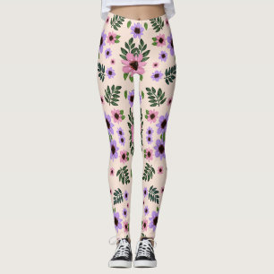 Leggings mit Blumenmuster mit rosa