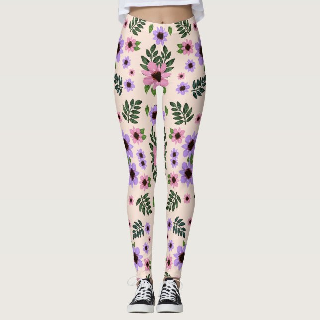 Leggings mit Blumenmuster mit rosa  (Vorderseite)