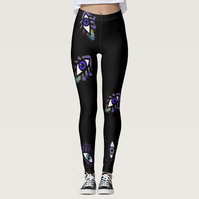 Leggings mit bösen Augen, Schwarze Augenlounge (Vorderseite)