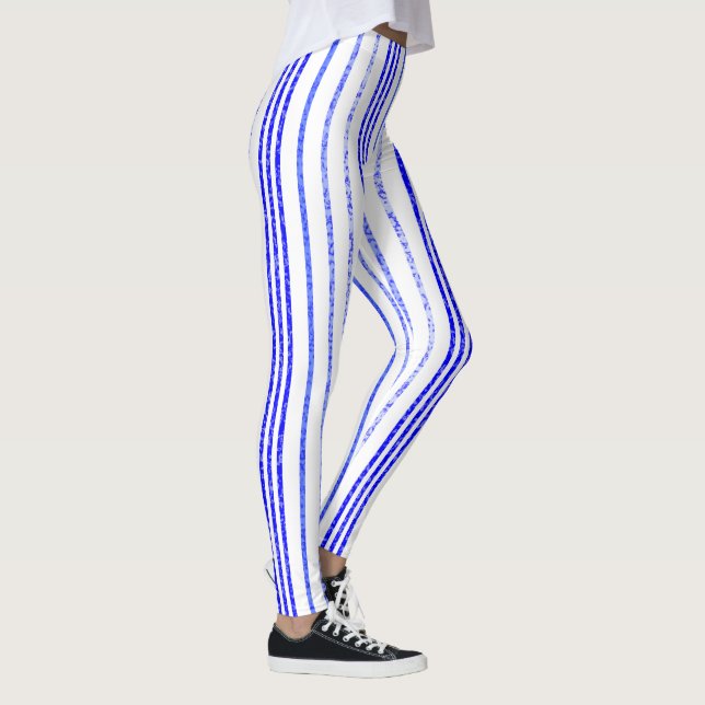 Leggings mit dünnen blauen, gespeckten vertikalen  (Rechts)
