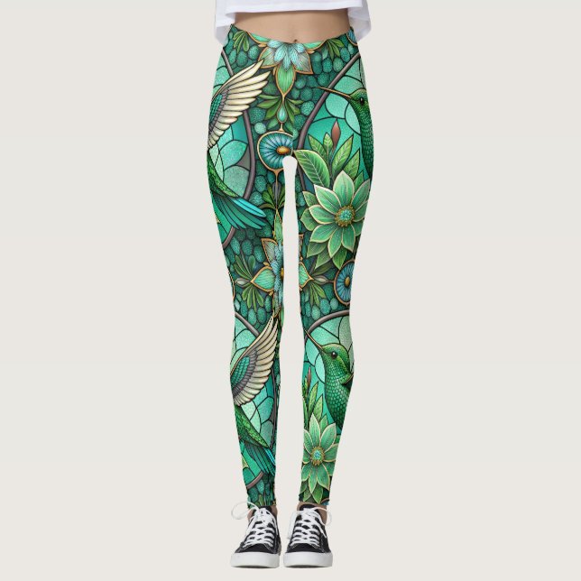 Leggings mit einem Design im Stil von Buntglas (Vorderseite)