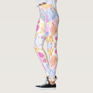 Leggings mit einem farbenfrohen abstrakten Muster 