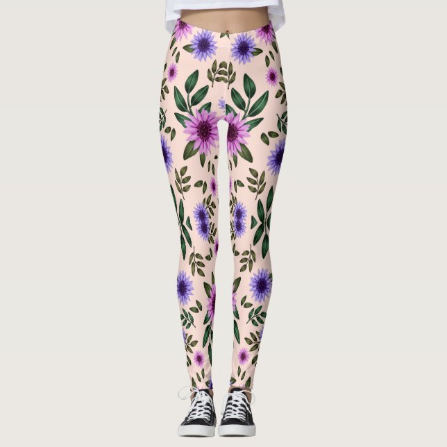 Leggings mit einem lebendigen Blumenmuster  (Vorderseite)
