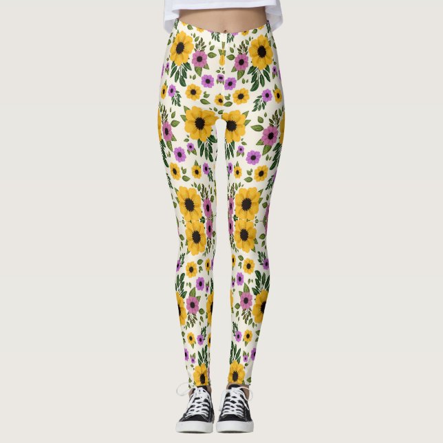 Leggings mit einem lebendigen Blumenmuster  (Vorderseite)