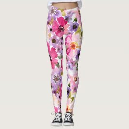 Leggings mit farbenfrohen Blumenblättern