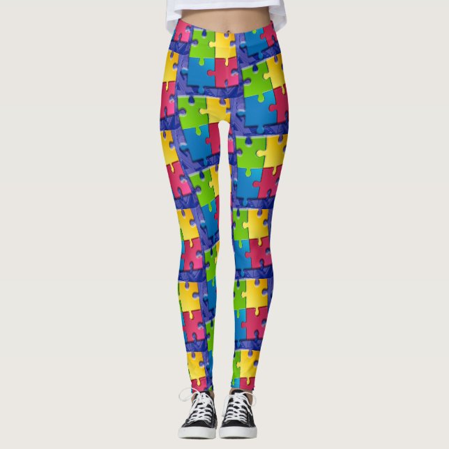 Leggings mit farbenfrohen Rätsel (Vorderseite)