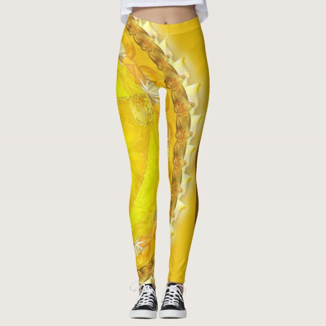 Leggings mit gelbem Mandala (Vorderseite)