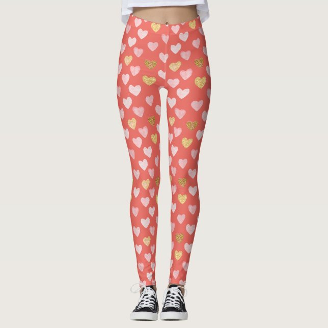 Leggings mit goldrosa Herz (Vorderseite)
