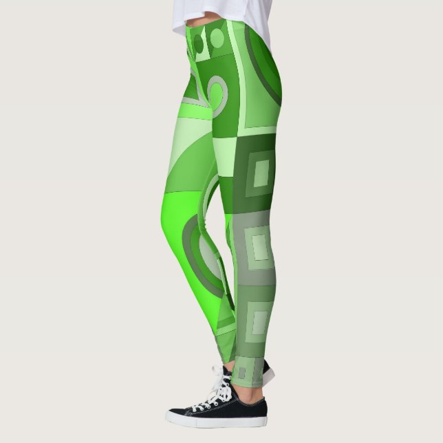 Leggings mit grüner lässiger Kunst (Links)