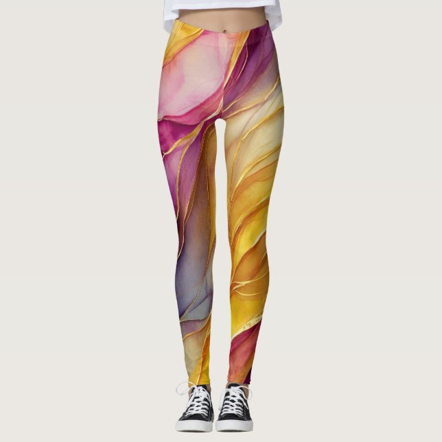 Leggings mit lebendigen Farbwellen (Vorderseite)