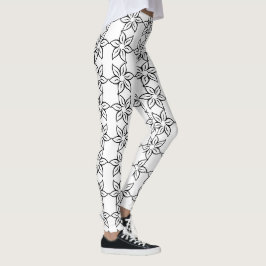 Leggings mit modernen Schwarz-Weiß-Blumenmuster