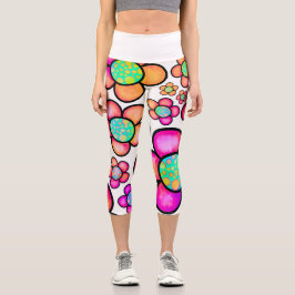Leggings mit orangefarbenen und roten Blume