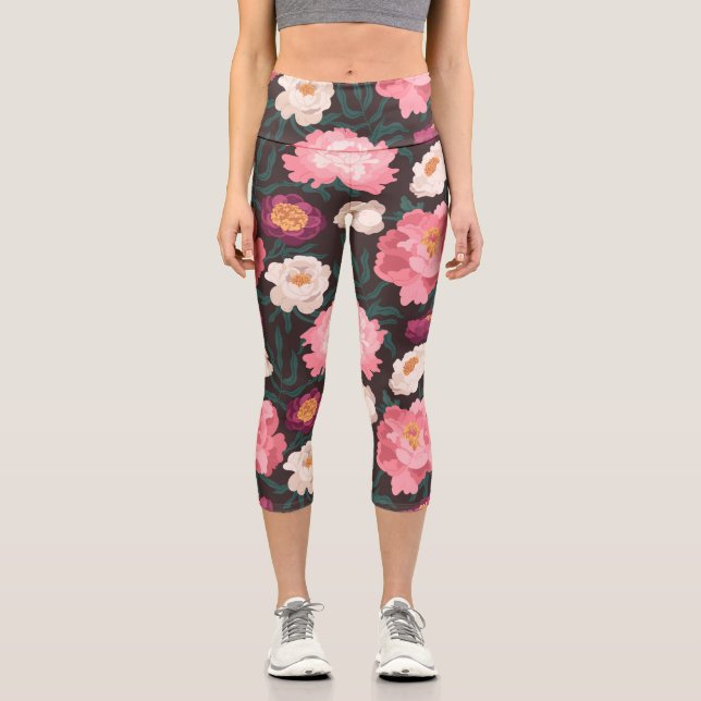 Leggings mit rosa und roten Blume (Vorderseite)