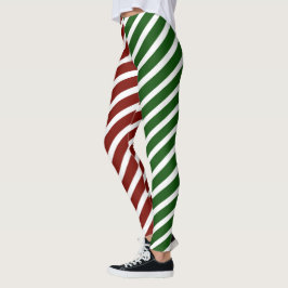 Leggings mit rotem und grünem Candy Stripes