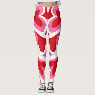 Leggings mit rotem und weißem Herzmuster