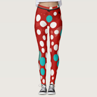 Leggings mit roten Folkepunkten