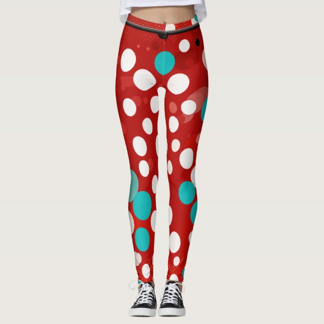 Leggings mit roten Folkepunkten (Vorderseite)