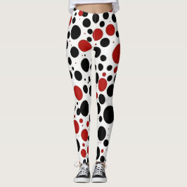 Leggings mit roten und schwarzen Polka Dot Pattern
