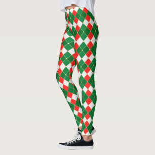 Leggings mit roter und grüner Raute